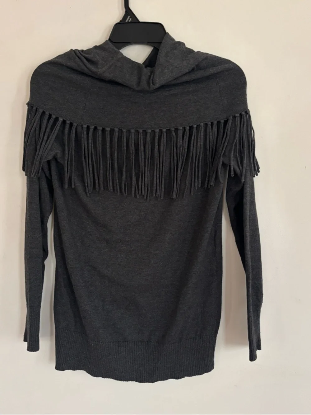 Michael Kors Fringe Cowl Neck Sweater Gray XS